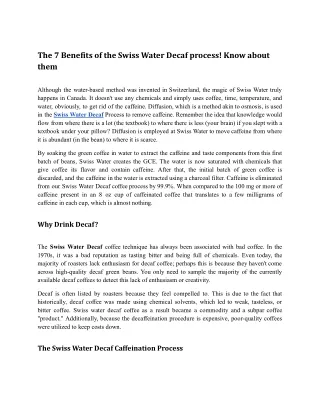 The 7 Benefits of the Swiss Water Decaf process! Know about them.docx