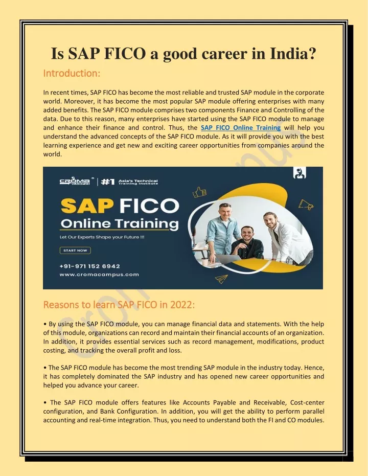 is sap fico a good career in india