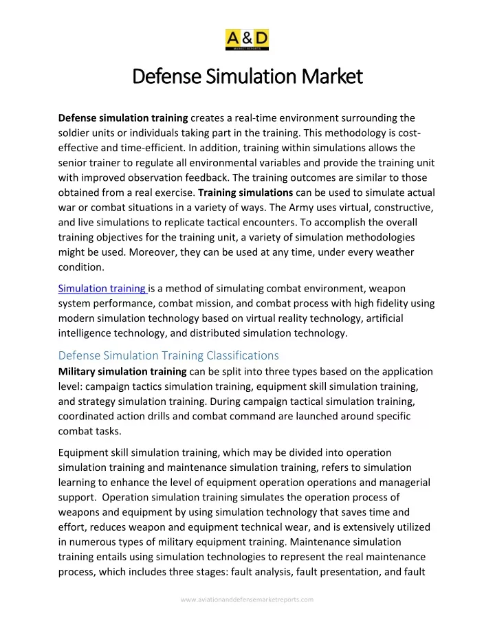 defense simulation market defense simulation