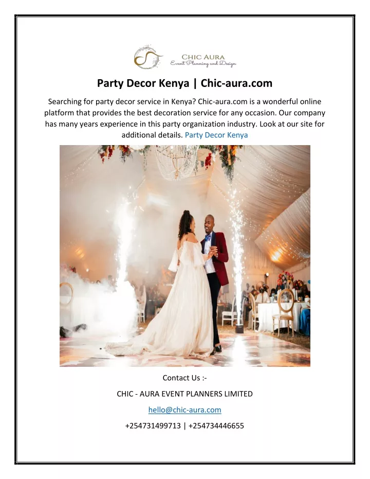 party decor kenya chic aura com