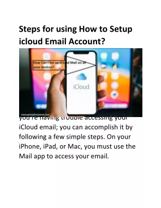 Steps for using How to Setup icloud Email Account ?