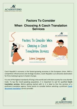 factors to consider when choosing a czech