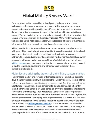 Military sensor market | Military sensor