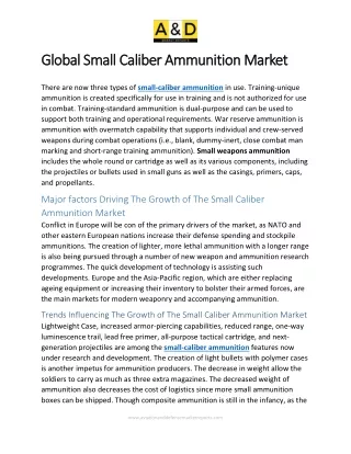 Global Small Caliber Ammunition Market