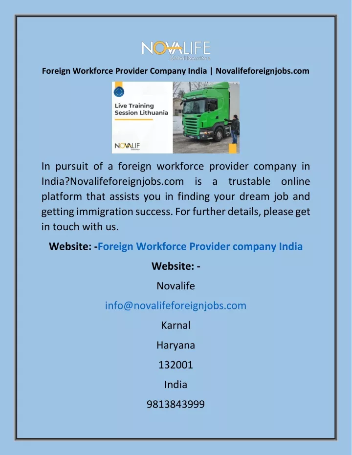 foreign workforce provider company india