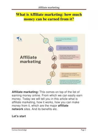 What is Affiliate marketing.  how much money can be earned from it?