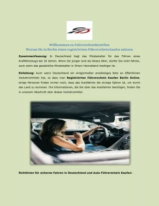 Warum Sie in Berlin einen registrierten Führerschein kaufen müssen