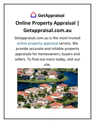 online property appraisal getappraisal com au