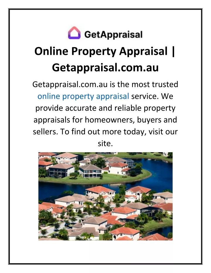 online property appraisal getappraisal com au