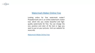 Watermark Maker Online Free  Prowatermark.com