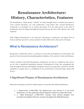 renaissance architecture history characteristics