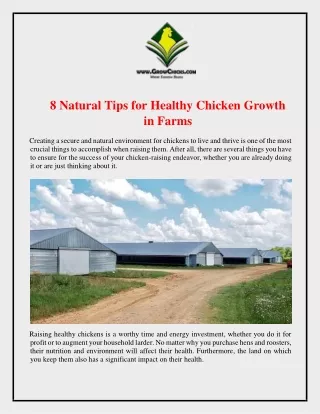 8 Natural Tips for Healthy Chicken Growth in Farms