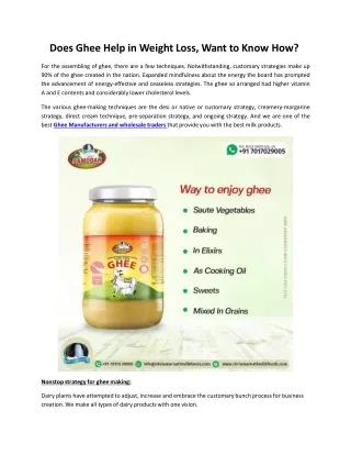 Does ghee help in weight loss