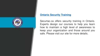 Ontario Security Training  Securtac.ca