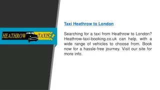 Taxi Heathrow To London  Heathrow-taxi-booking.co.uk