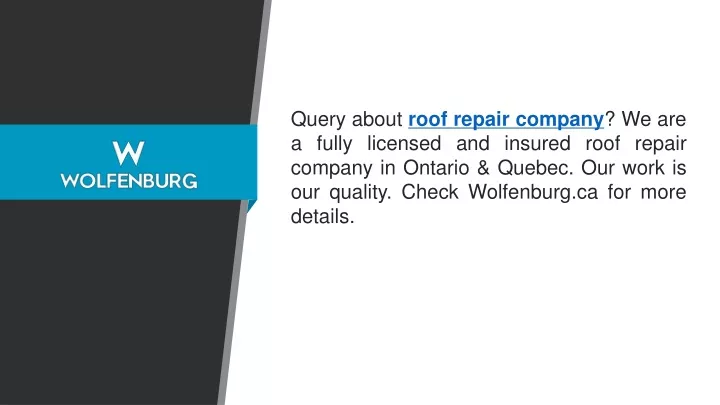 query about roof repair company we are a fully