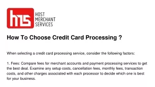 how to choose credit card processing