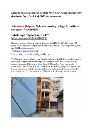 Nalanda nursing college Bsc nursing Durgapur