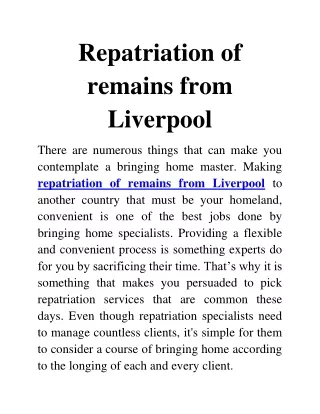 repatriation of remains from Liverpool