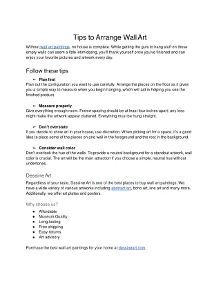tips to arrange wall art without wall