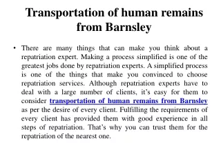 Transportation of human remains from Barnsley