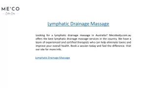 Lymphatic Drainage Massage  Mecobody.com.au