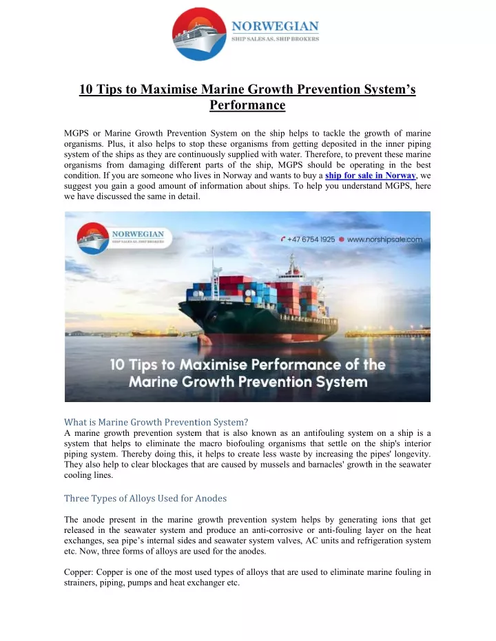 10 tips to maximise marine growth prevention