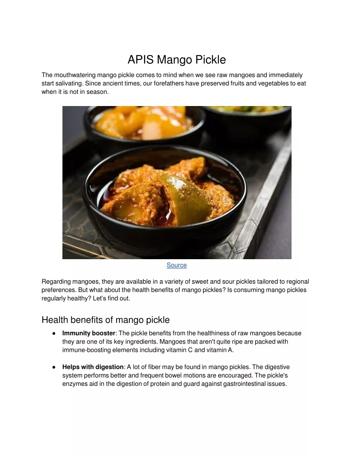 apis mango pickle the mouthwatering mango pickle