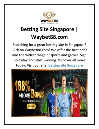 Betting Site Singapore  Waybet88.com