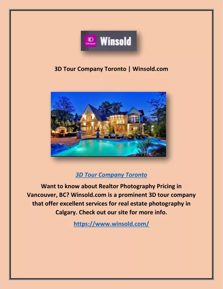 3d tour company toronto winsold com