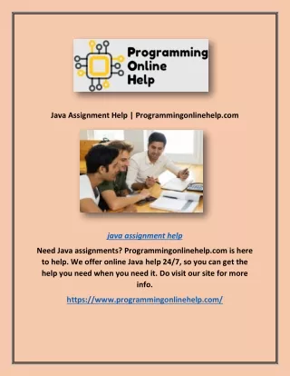 Java Assignment Help | Programmingonlinehelp.com