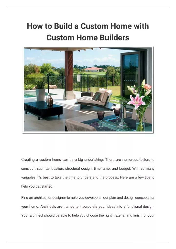 how to build a custom home with custom home