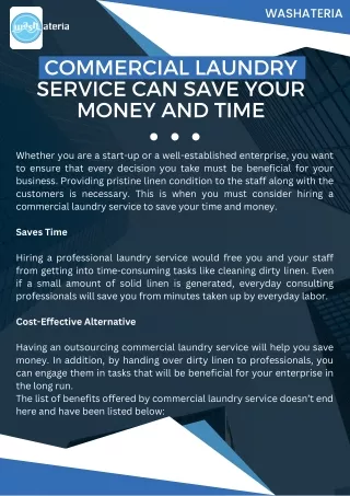Commercial Laundry Service Can Save Your Money and Time