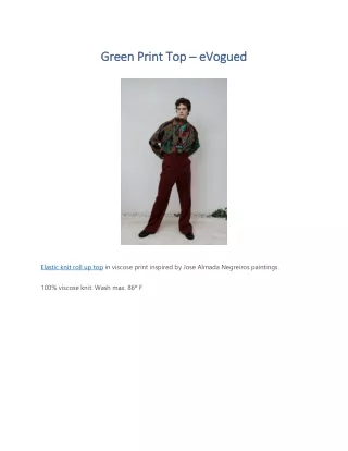 Green Print Top - eVogued