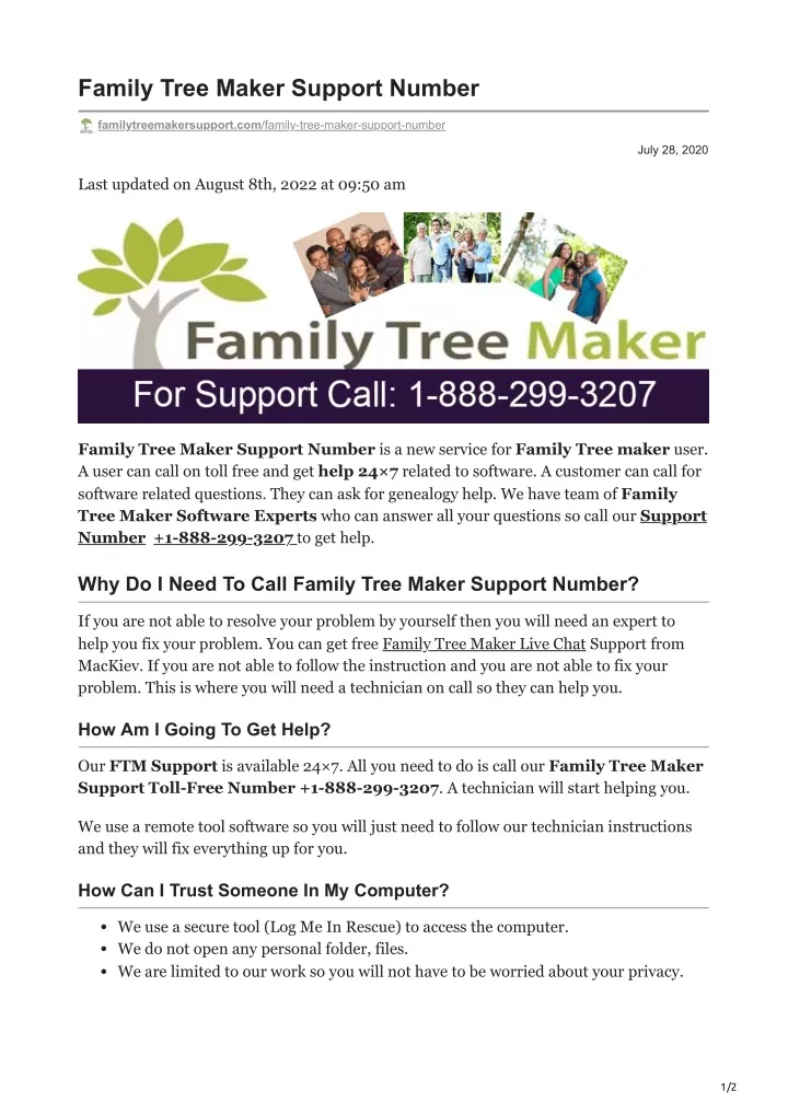 family tree maker support number