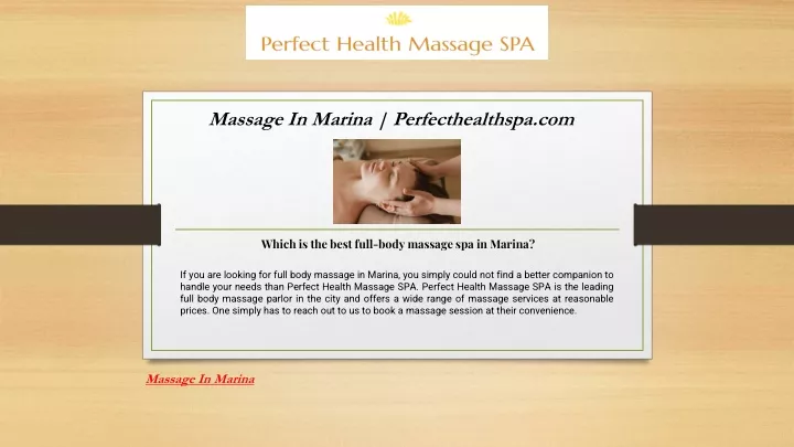 massage in marina perfecthealthspa com