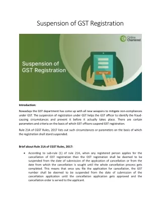 suspensin of gst registration