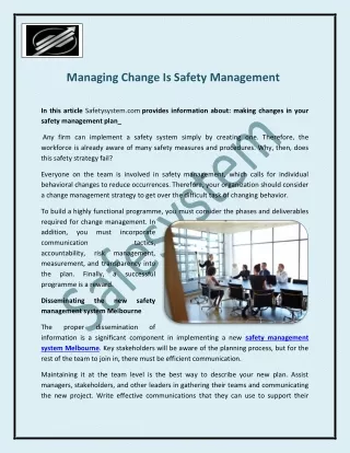 Managing Change Is Safety Management