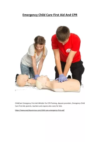 Emergency Child Care First Aid And CPR