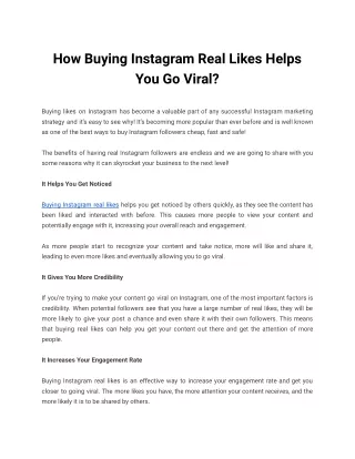 How Buying Instagram Real Likes Helps You Go Viral_