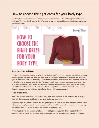 How to choose the right dress for your body type