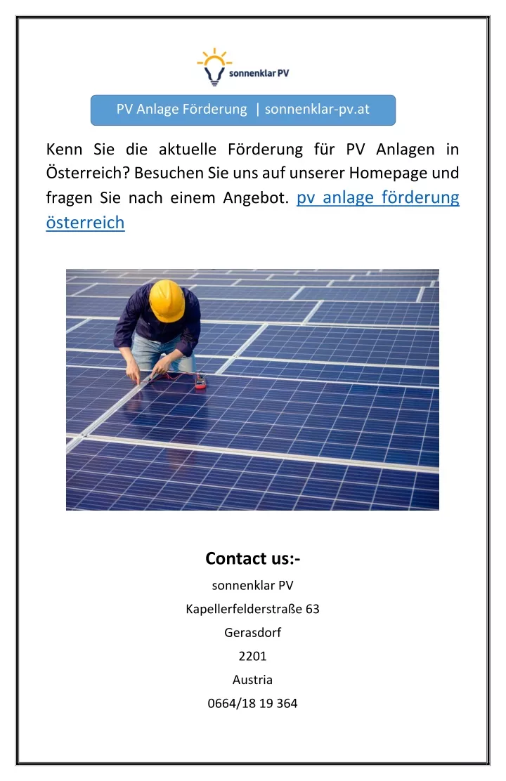 pv anlage f rderung sonnenklar pv at