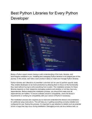best python libraries for every python developer