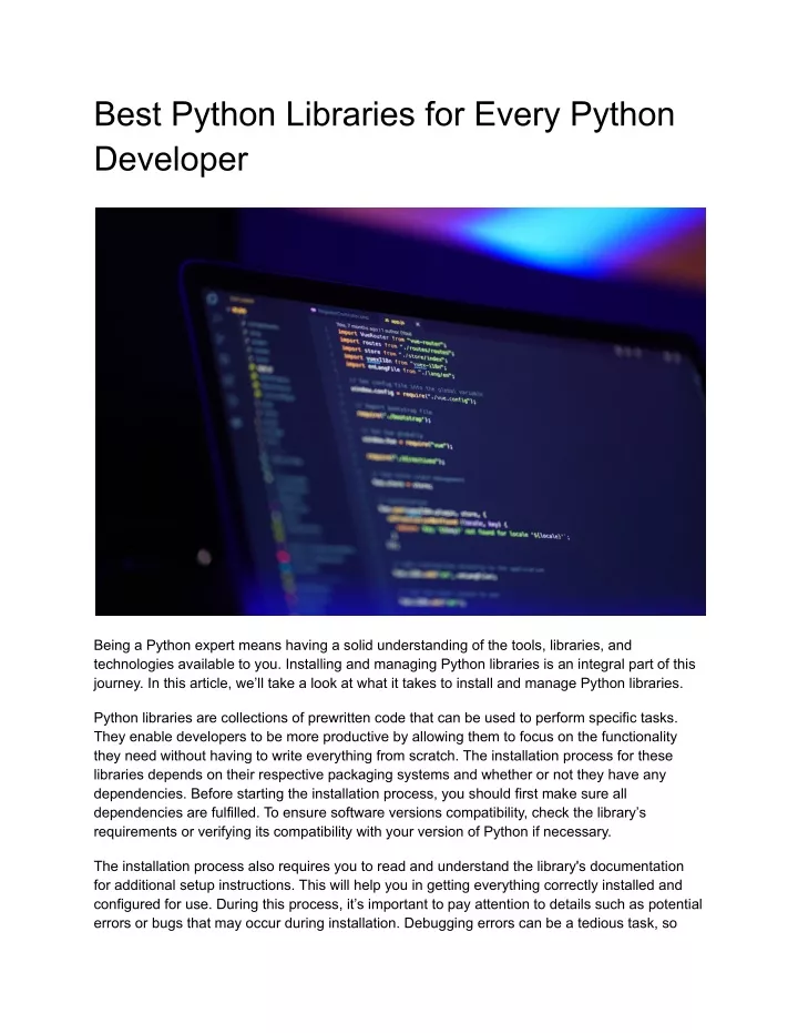 best python libraries for every python developer