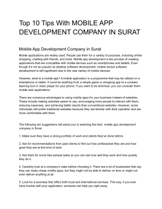 Top 10 Tips With MOBILE APP DEVELOPMENT COMPANY IN SURAT