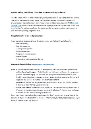 special safety guidelines to follow for prenatal