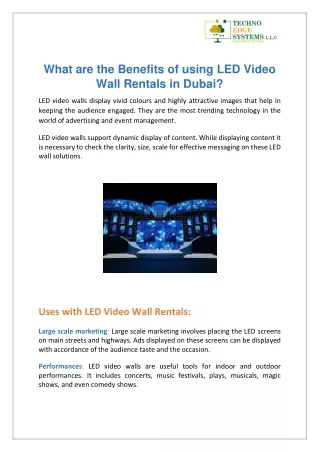 what are the benefits of using led video wall