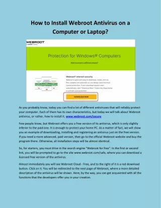 how to install webroot antivirus on a computer