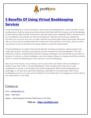 Profitjets 5 Benefits Of Using Virtual Bookkeeping Services