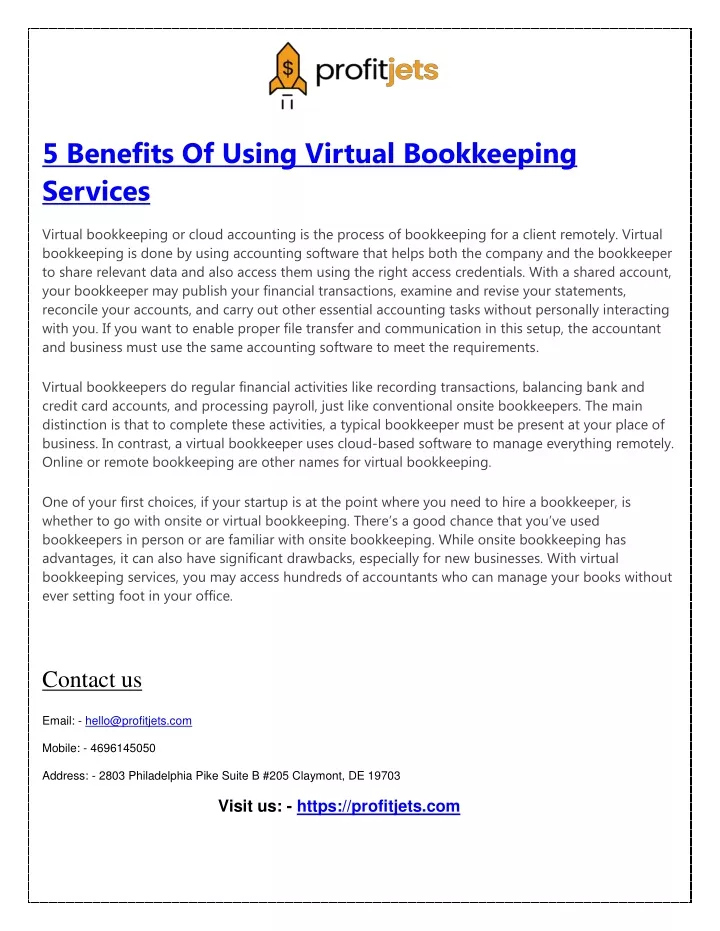 5 benefits of using virtual bookkeeping services